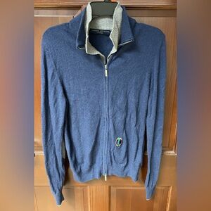 Libero Milano Mens Sweater Cashmere Blend Blue 3/4 Zip Size L